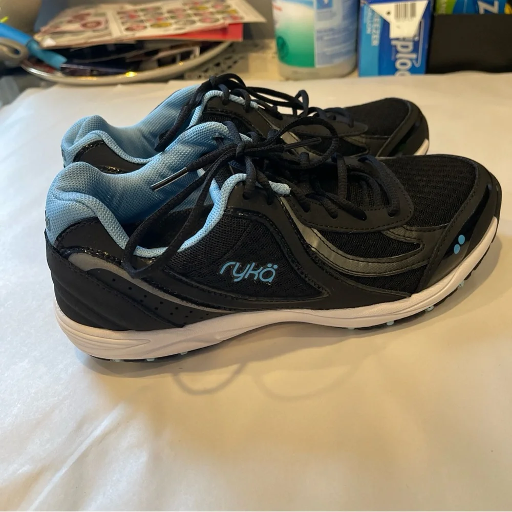 Ryka Dash 3 Walking Shoes Black/Meteorite/Blue Size 7.5W Low Shaft Laced
